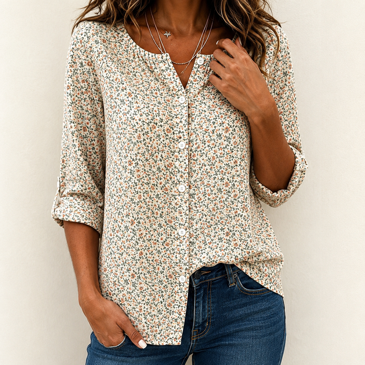 Sumali - Vintage Floral Print Shirt