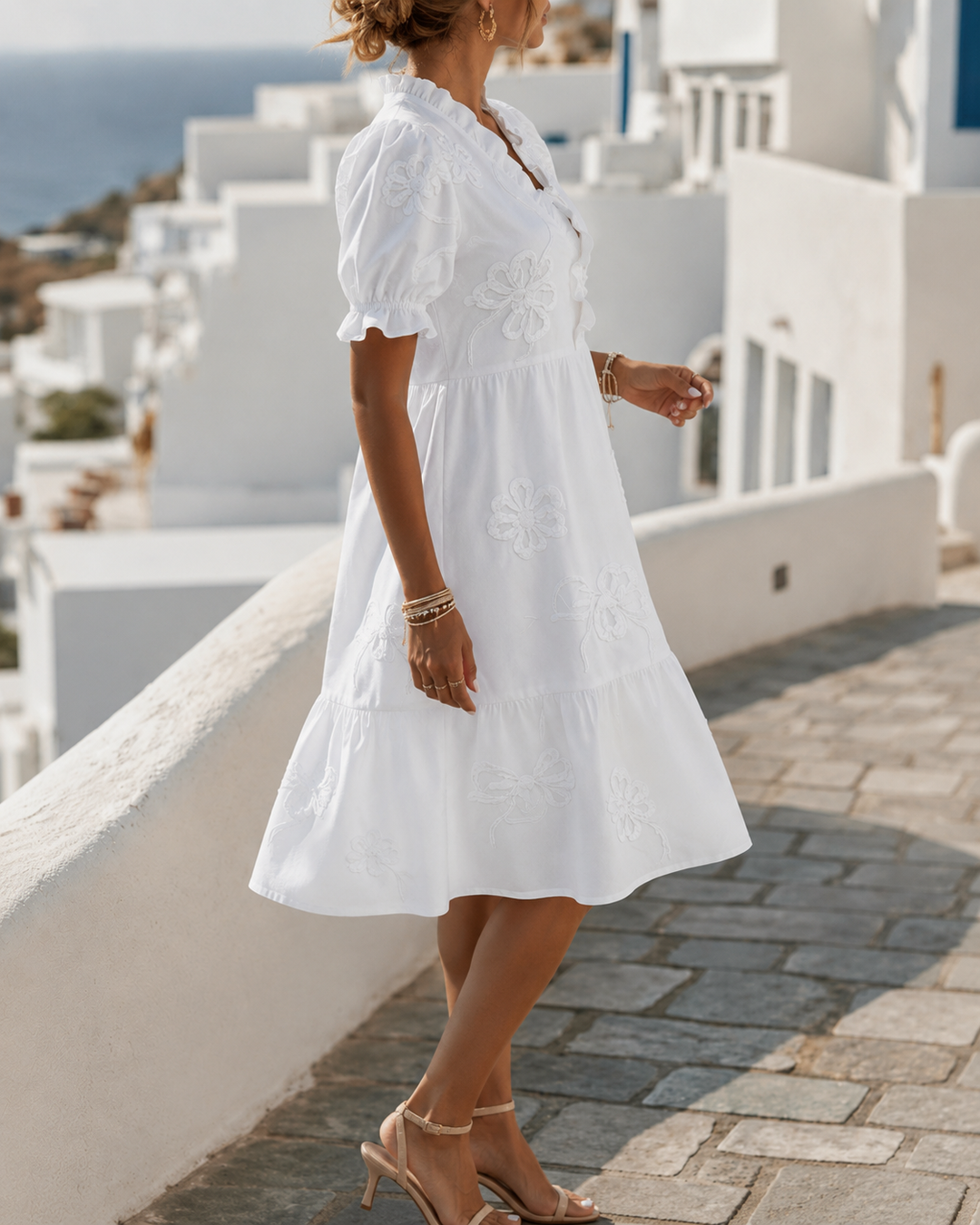 Nija - V-Neck Ruffled Dress