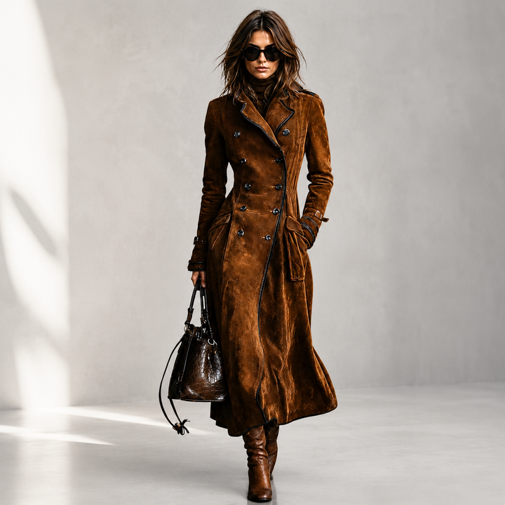 Derya - Long Suede Trench Coat