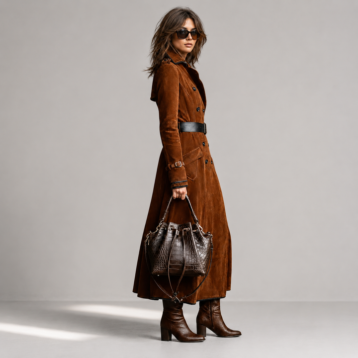 Derya - Long Suede Trench Coat