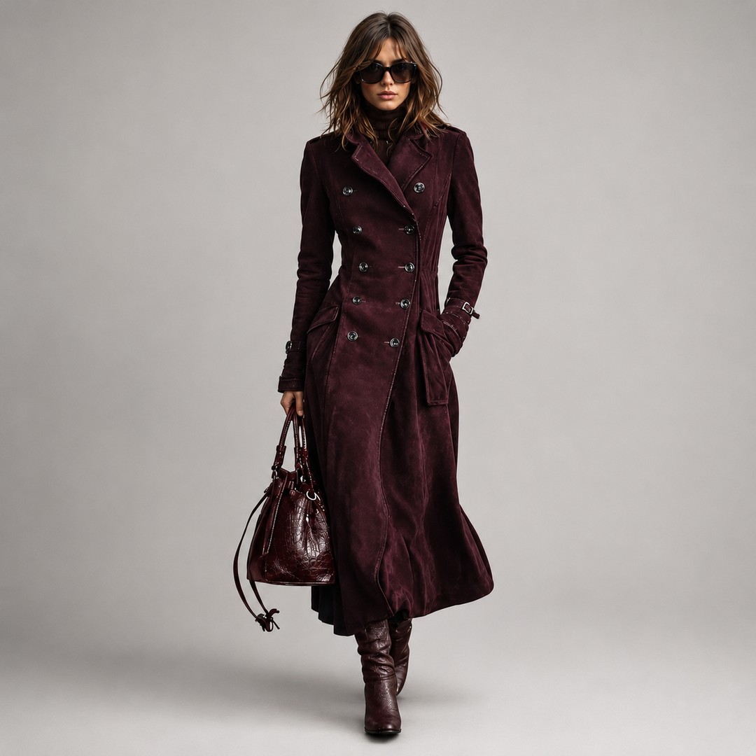 Derya - Long Suede Trench Coat