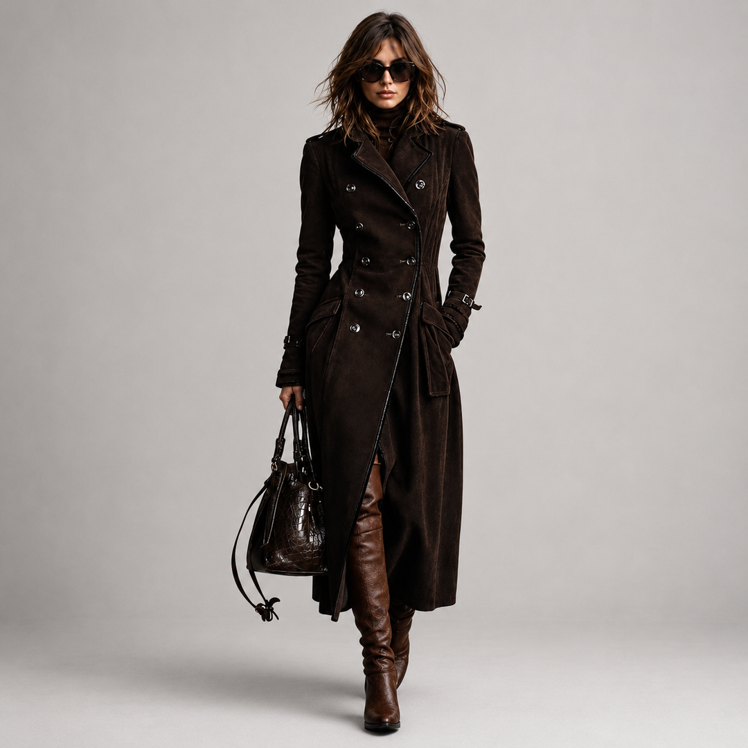 Derya - Long Suede Trench Coat