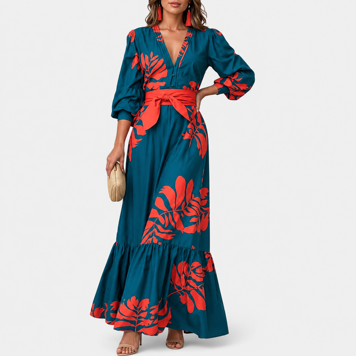 Hacire -  Tropical Floral Maxi Dress