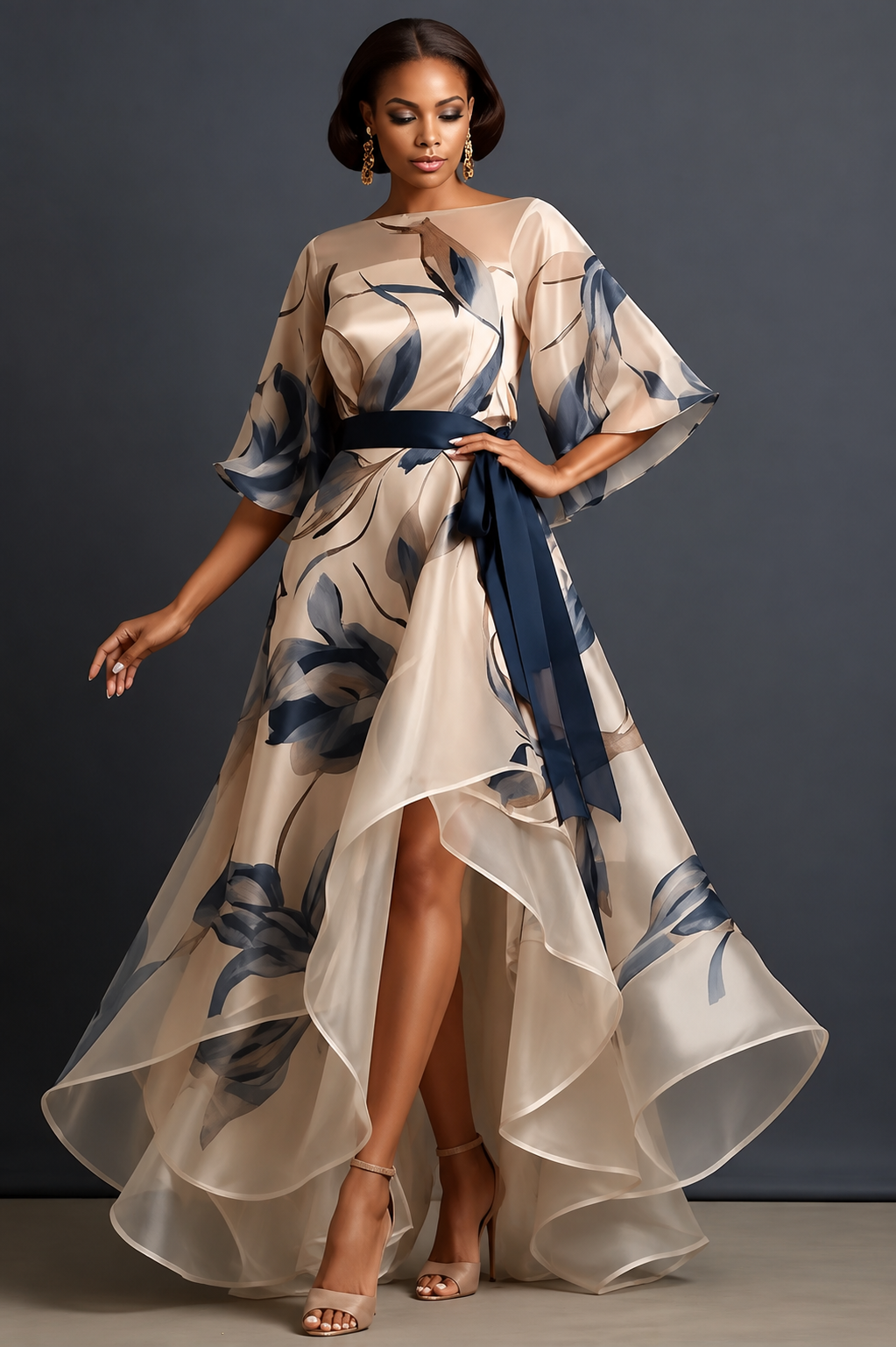 Lunara - Flowing Floral Printed Chiffon Maxi Dress