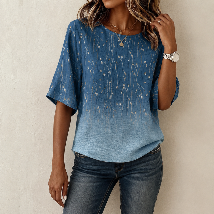 Eelene - Vintage Blouse With Leaf Print