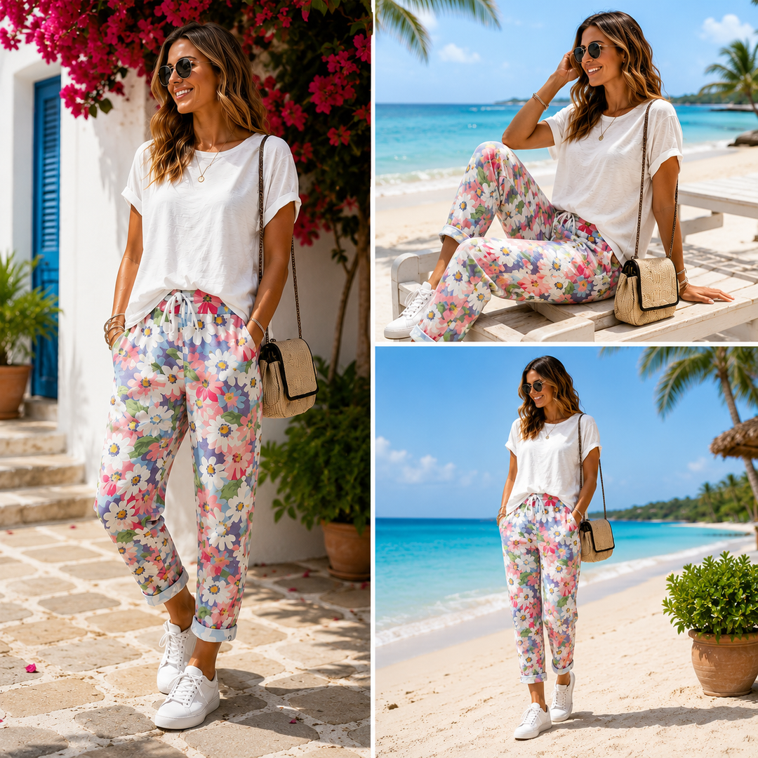 Leyza - Floral Print Tapered Pants