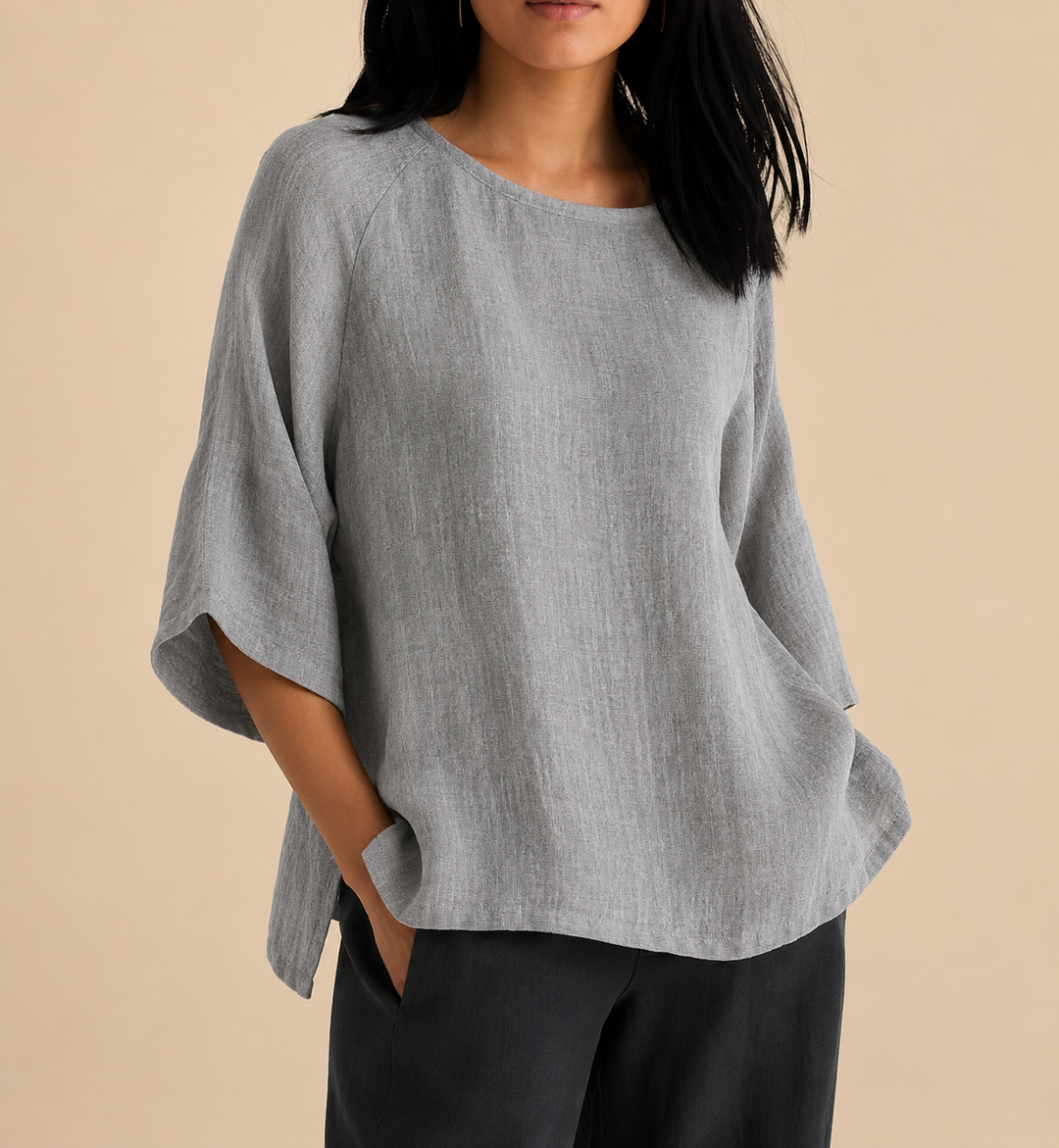 Steffi - Casual Oversized Round Neck Blouse