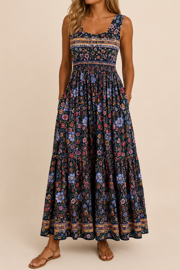 Raqual - Floral Print Maxi Dress With Pockets