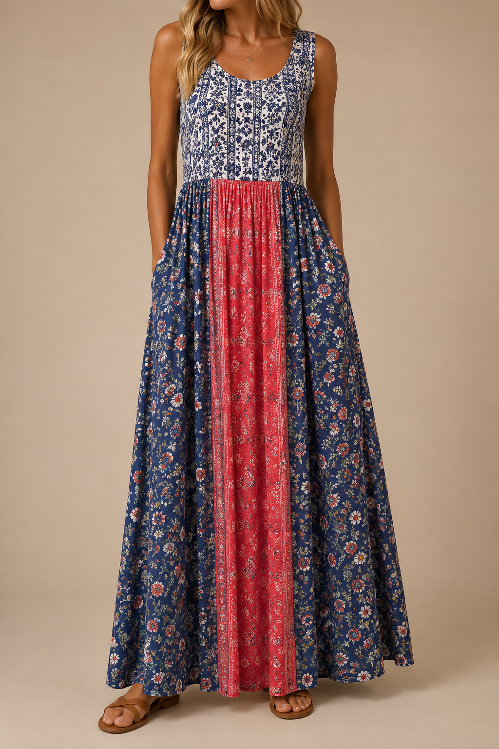 Raqual - Floral Print Maxi Dress With Pockets