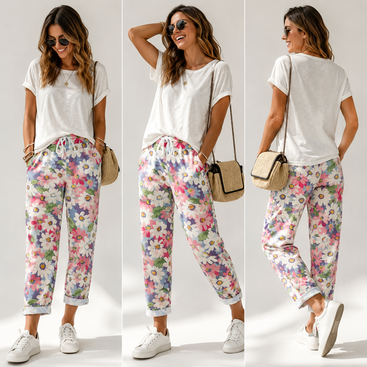 Leyza - Floral Print Tapered Pants