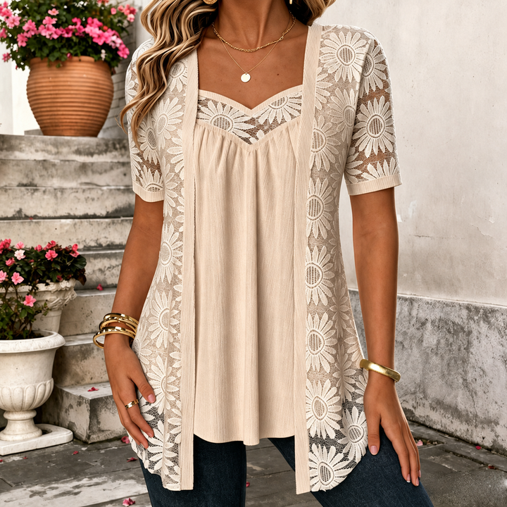Yahaira - Elegant Short Sleeve Blouse