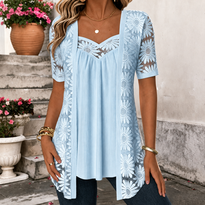Yahaira - Elegant Short Sleeve Blouse