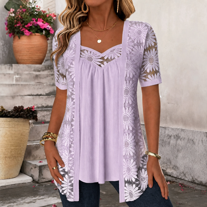 Yahaira - Elegant Short Sleeve Blouse