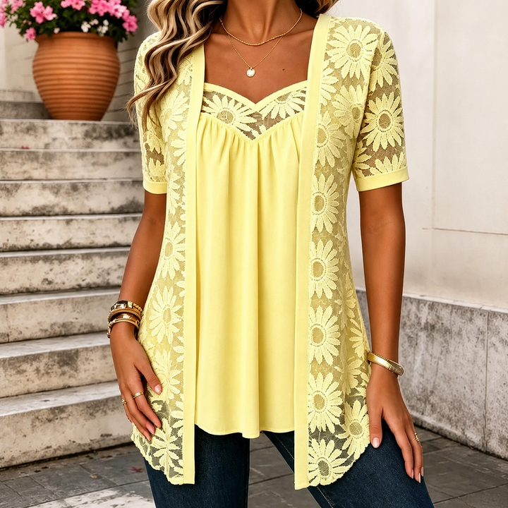 Yahaira - Elegant Short Sleeve Blouse