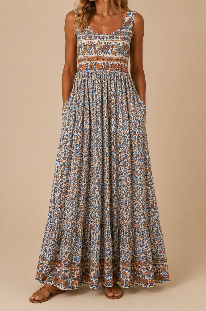 Raqual - Floral Print Maxi Dress With Pockets