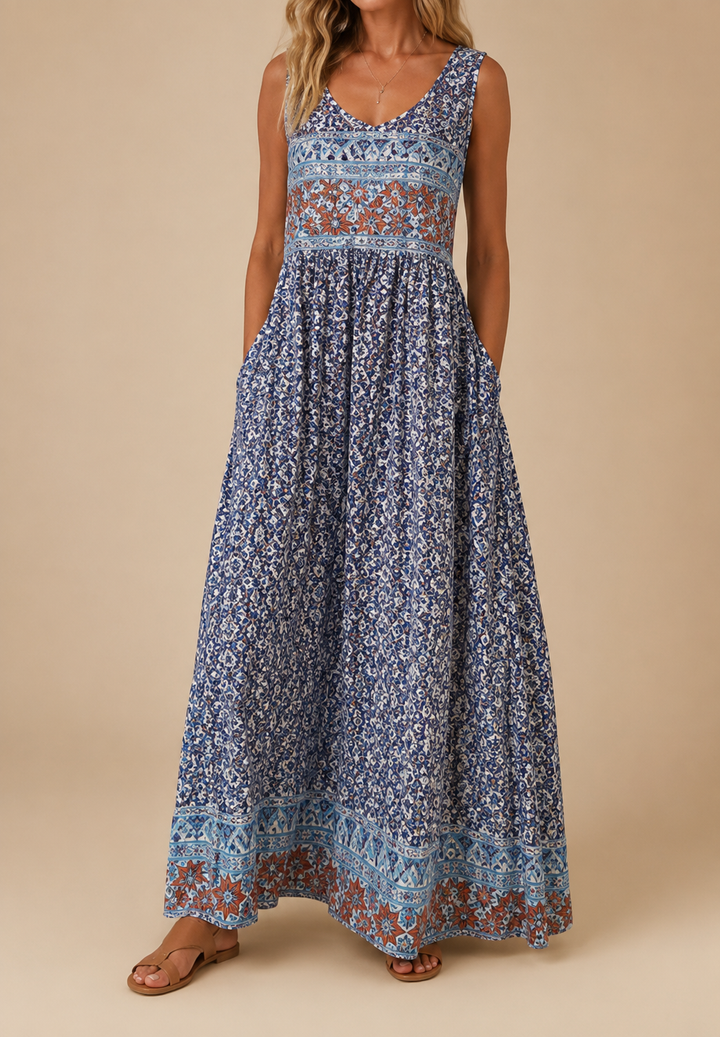 Raqual - Floral Print Maxi Dress With Pockets