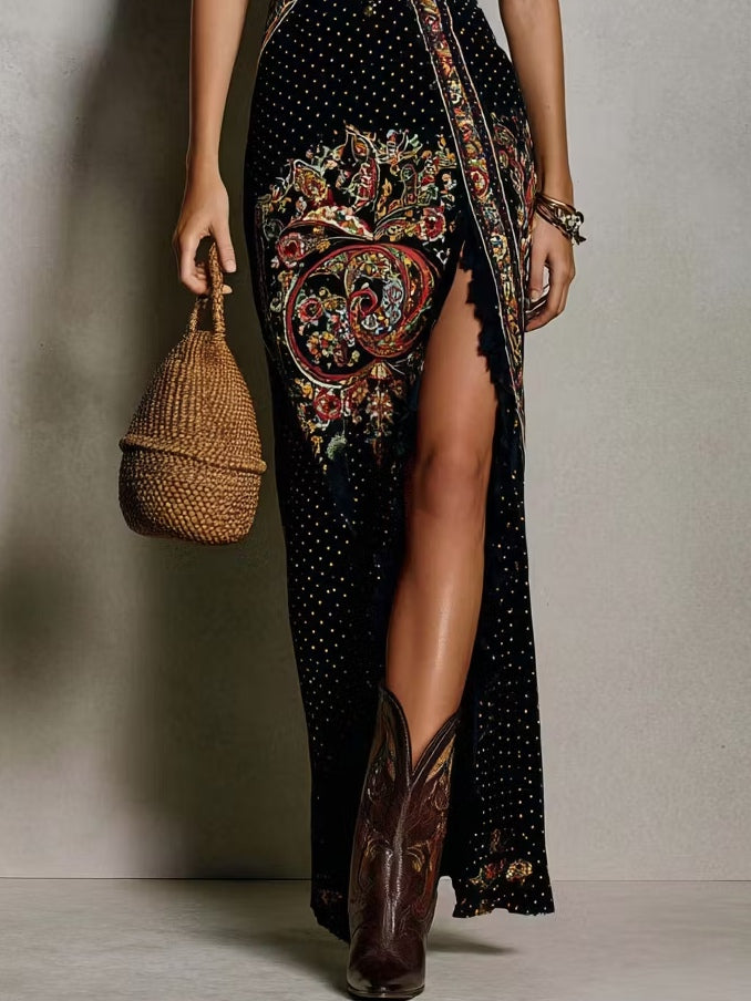 Cevina - Boho Dress With Deep V-neckline
