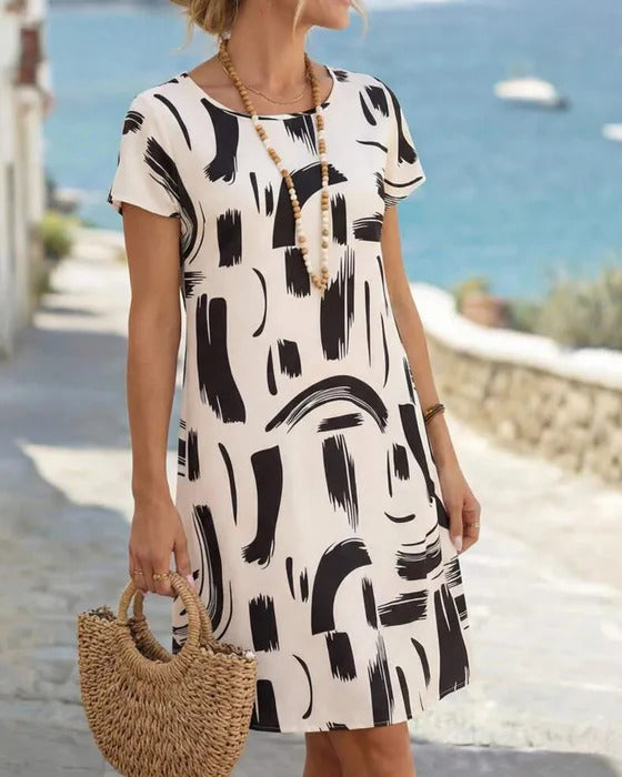 Kline - Abstract Pattern Short Sleeve Dress