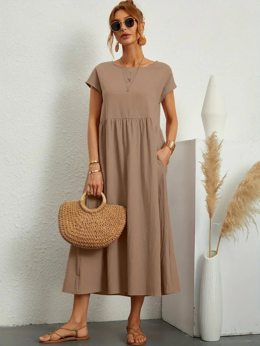 Neila - Oversized Maxi Dress With Pocket