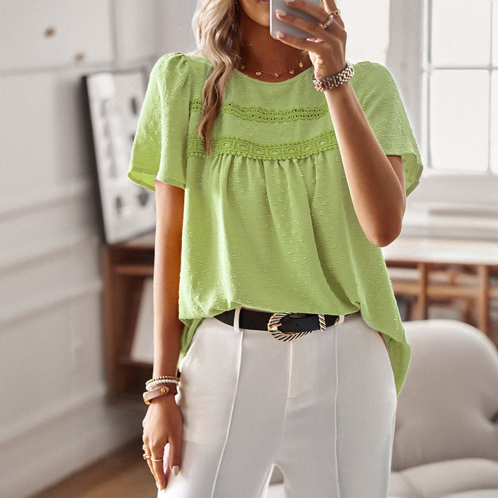 Valdenia - Elegant Short Sleeve Blouse