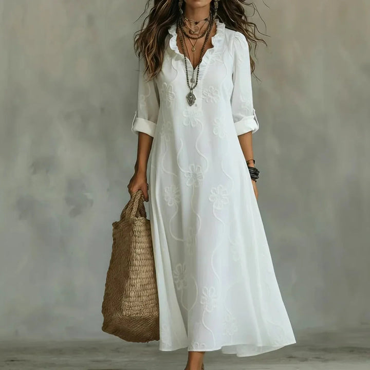 Alyxa - Long Dress With Floral Embroidery