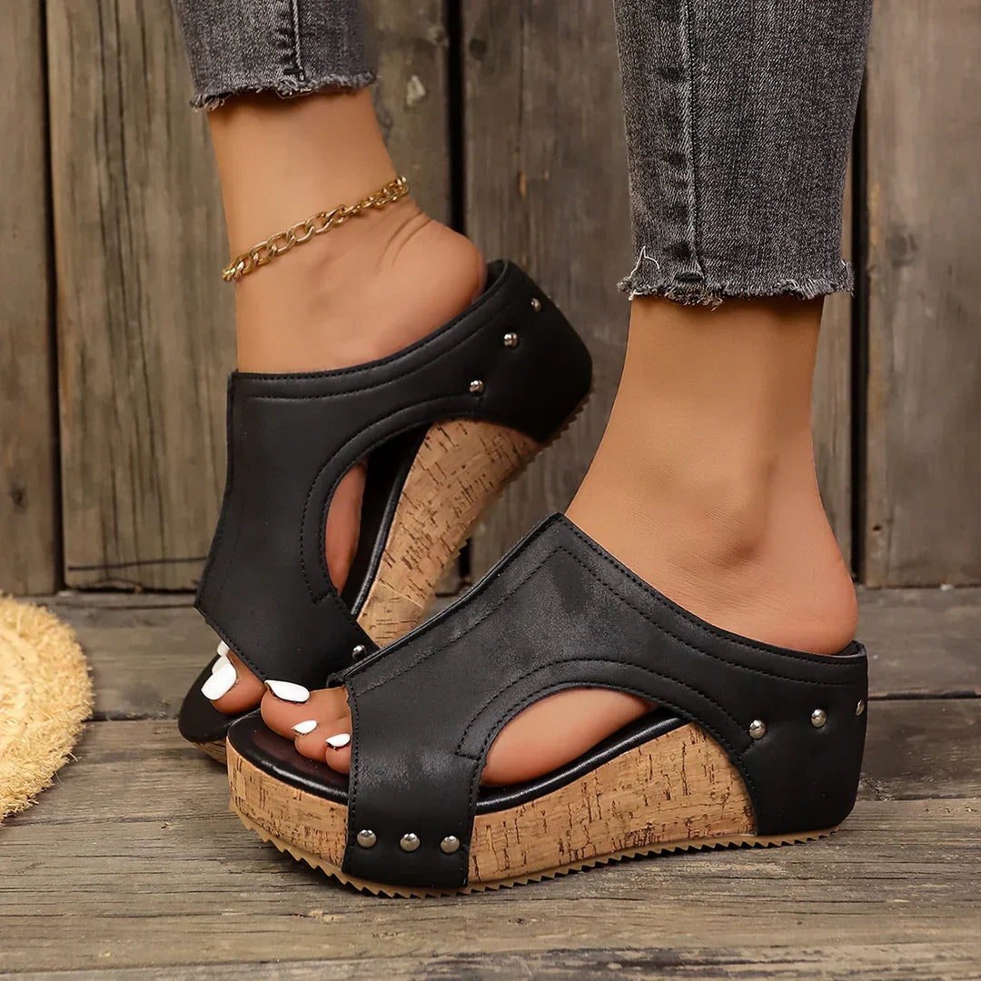 Margo - Elegant Wedge Sandals with Cutout Upper