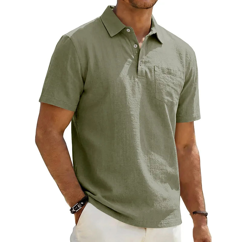 Josef - Short Sleeve Linen Polo Shirt