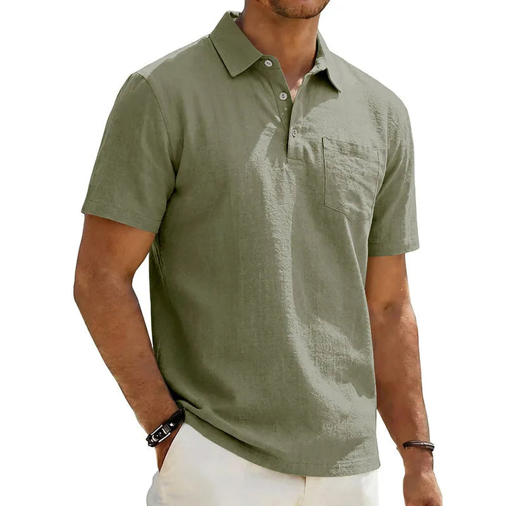 Josef - Short Sleeve Linen Polo Shirt
