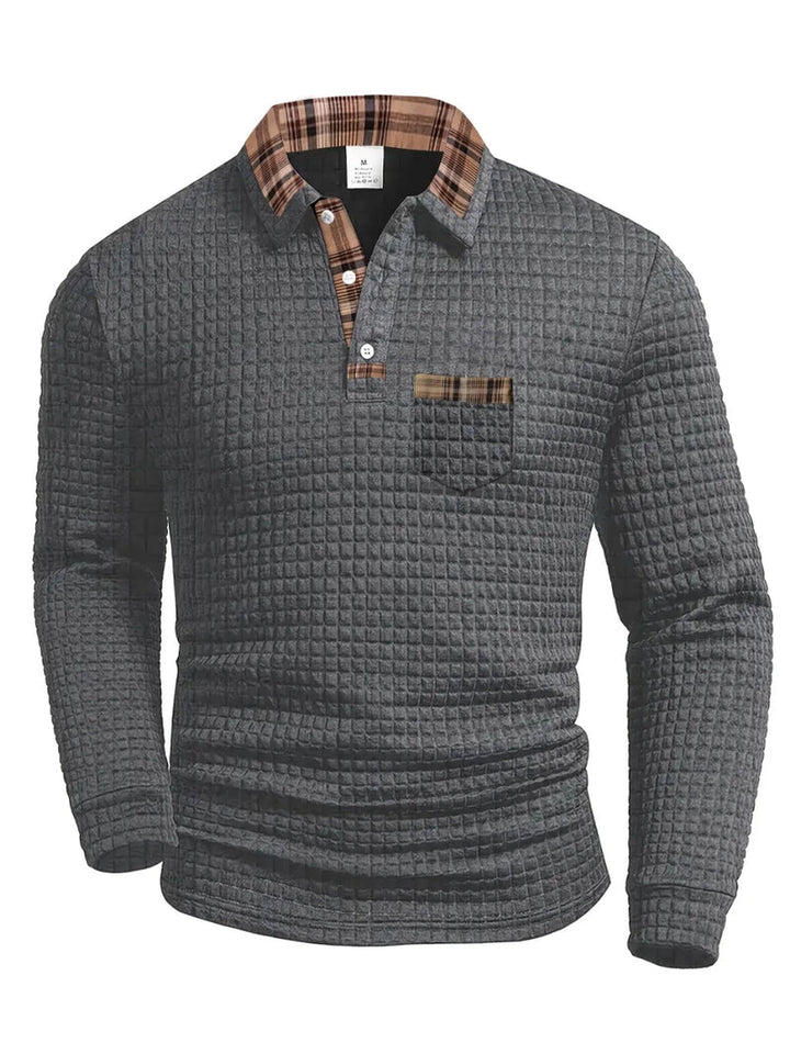 Jerard - Long Sleeve Checked Polo Shirt