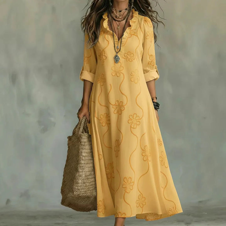 Alyxa - Long Dress With Floral Embroidery