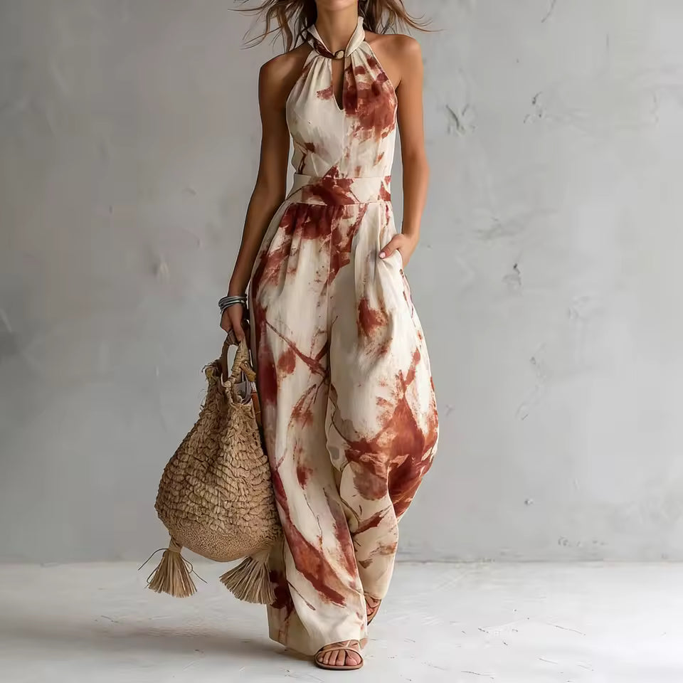 Symia - Elegant Artistic Print Jumpsuit