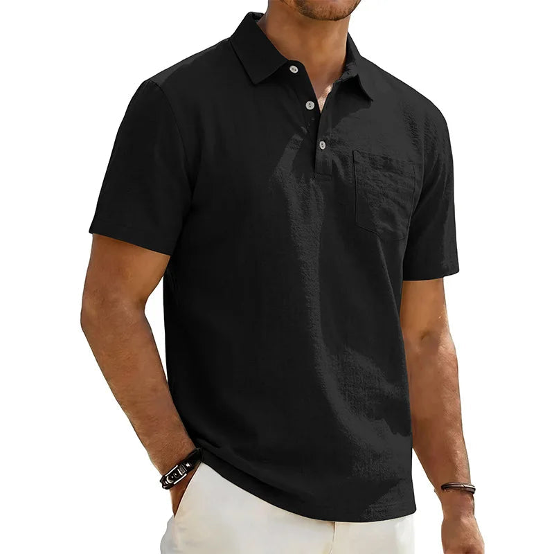 Josef - Short Sleeve Linen Polo Shirt