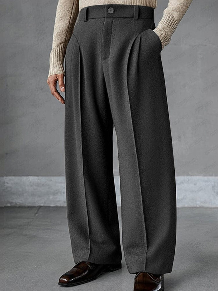 Sunnis - High Waist Pleated Wide Leg Tailored Trousers