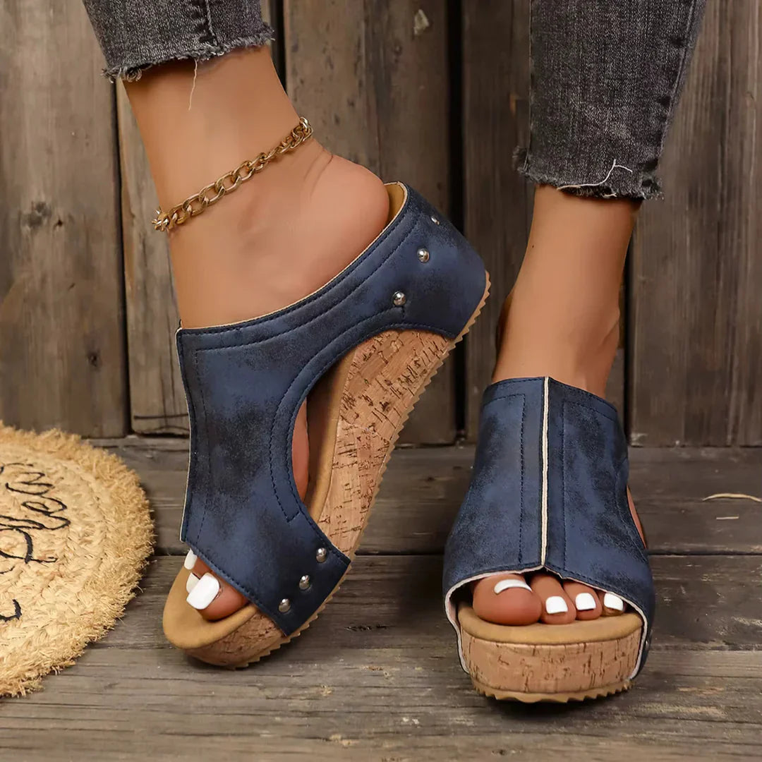 Margo - Elegant Wedge Sandals with Cutout Upper