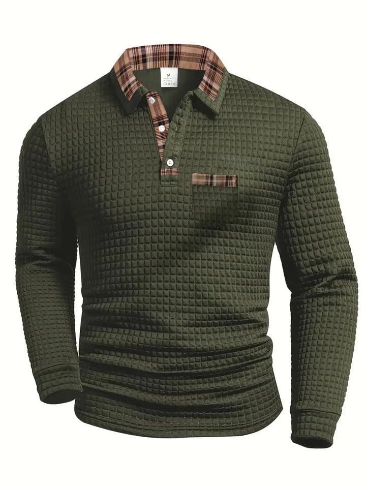 Jerard - Long Sleeve Checked Polo Shirt