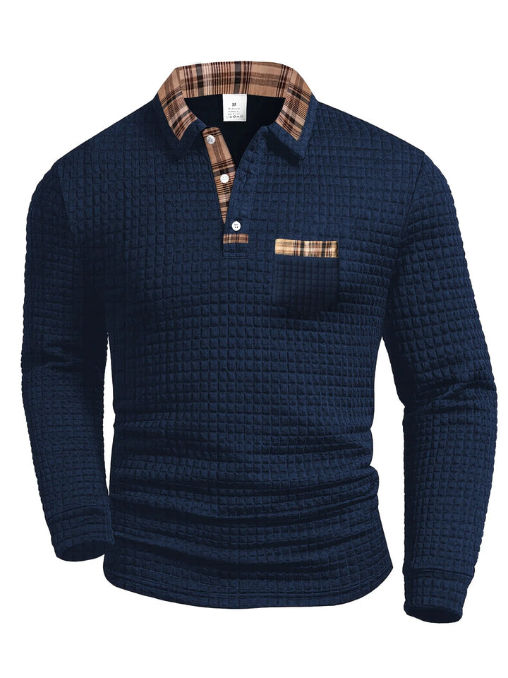 Jerard - Long Sleeve Checked Polo Shirt