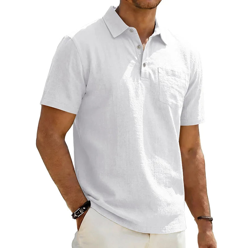Josef - Short Sleeve Linen Polo Shirt