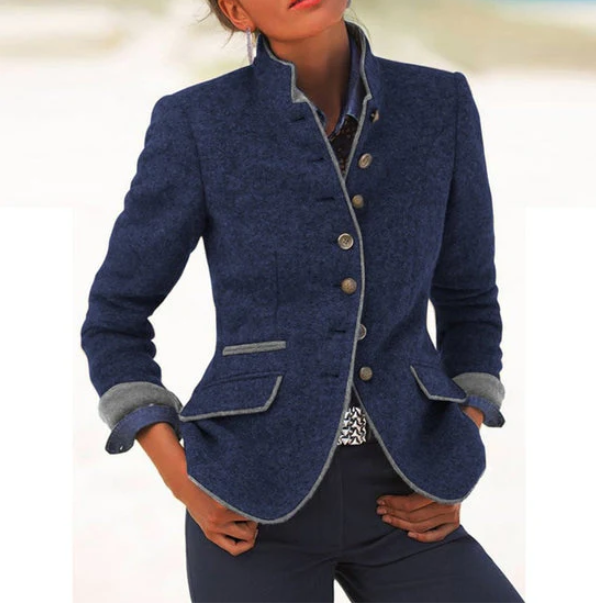 Nysha - Heritage Stand-Collar Blazer