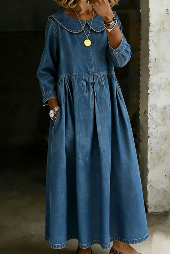 Dasol - Long Sleeves Denim Dress