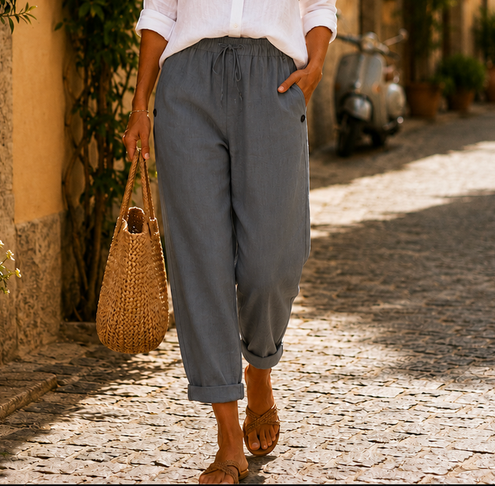 Pillina - Linen Trousers With Drawstring Waist