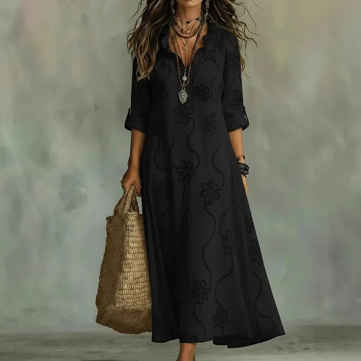 Alyxa - Long Dress With Floral Embroidery