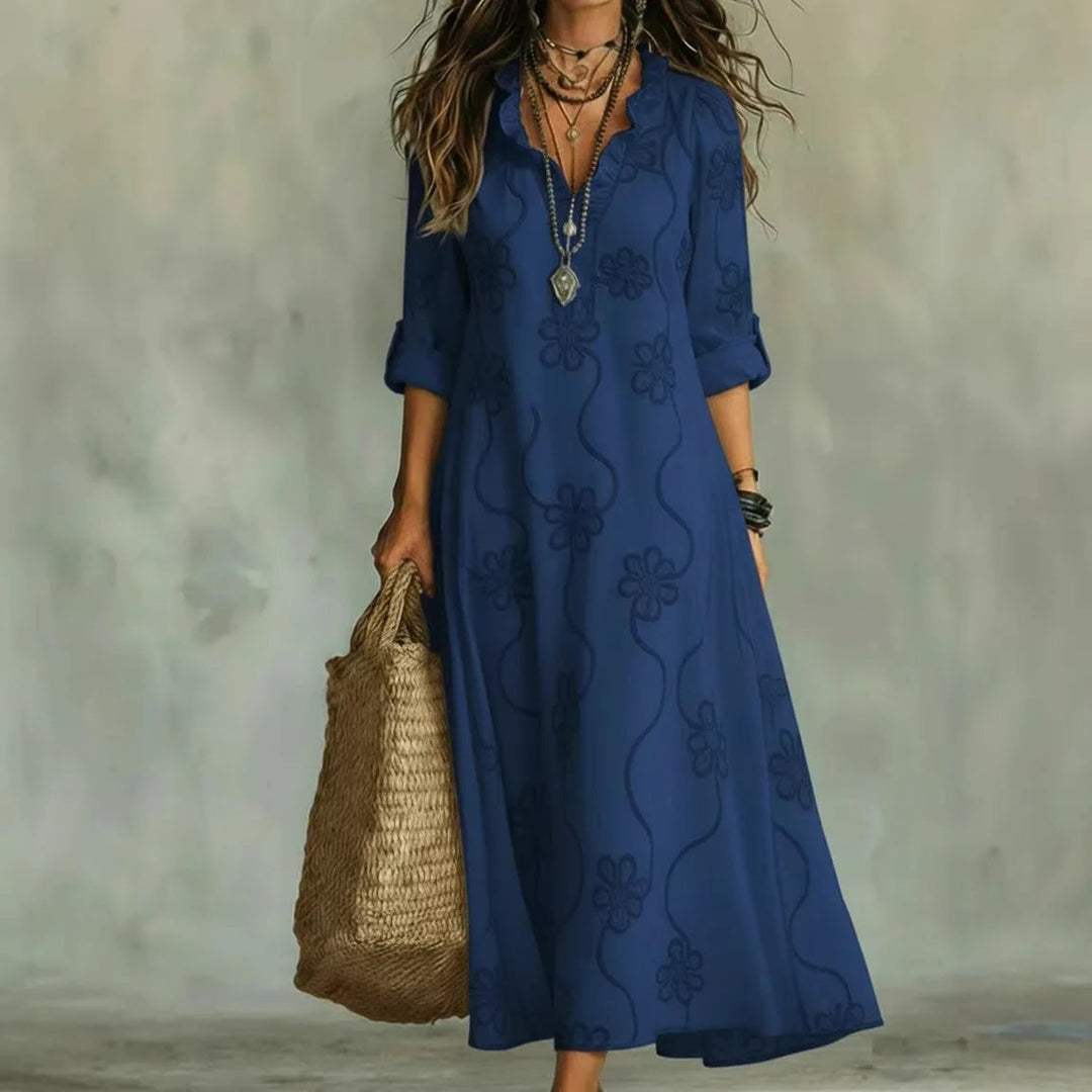 Alyxa - Long Dress With Floral Embroidery