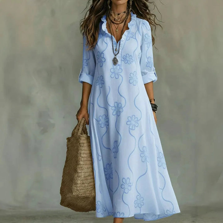 Alyxa - Long Dress With Floral Embroidery