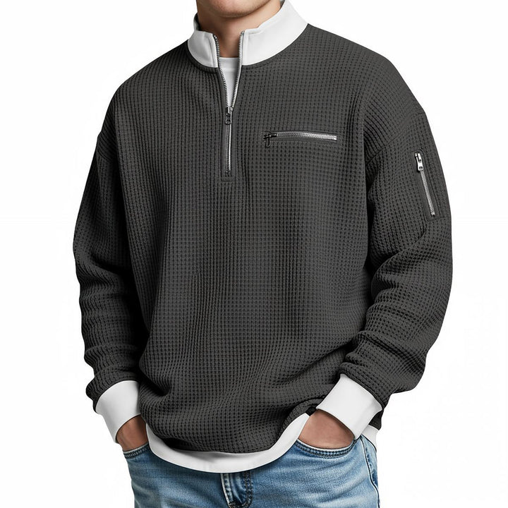Osricen - Elegant Knit Sweater With Half Zip