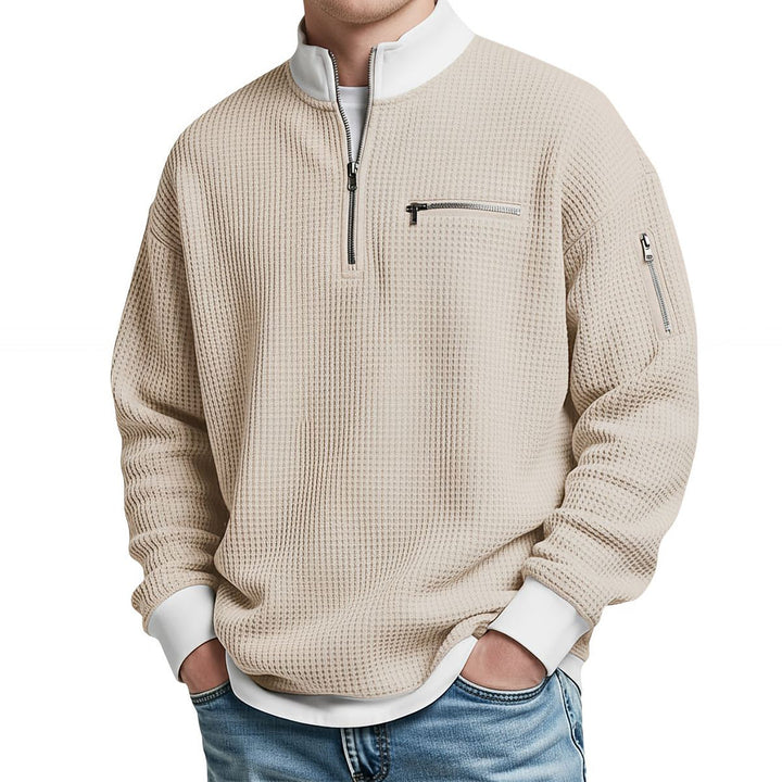Osricen - Elegant Knit Sweater With Half Zip