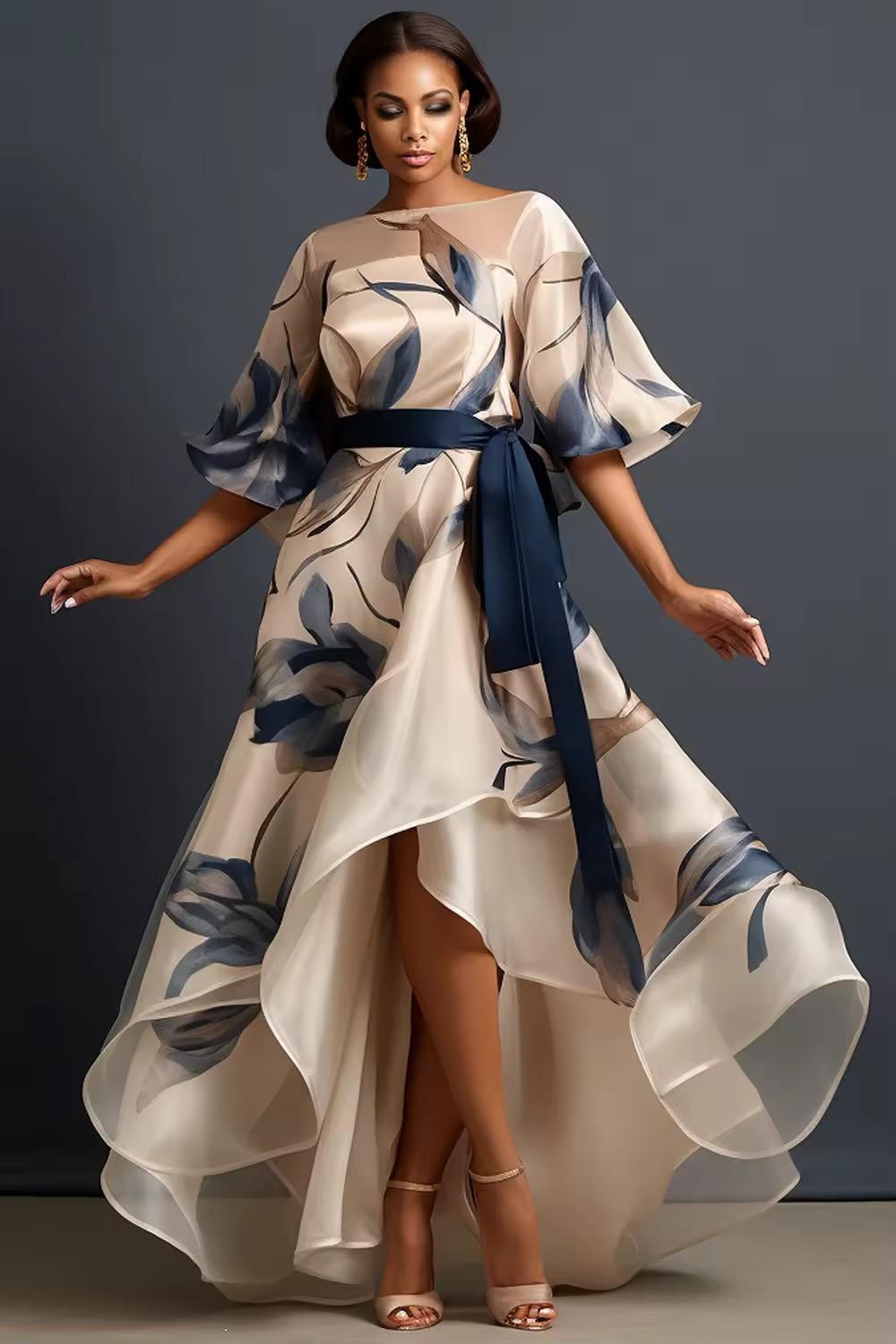 Lunara - Flowing Floral Printed Chiffon Maxi Dress