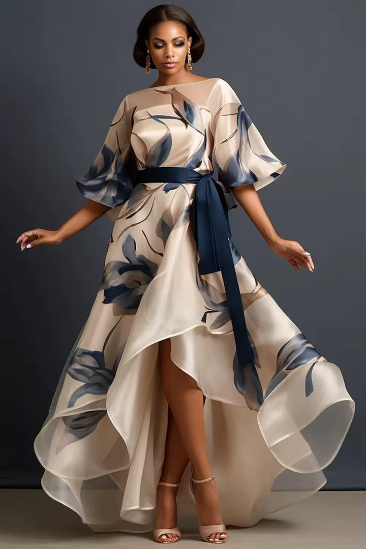 Lunara - Flowing Floral Printed Chiffon Maxi Dress