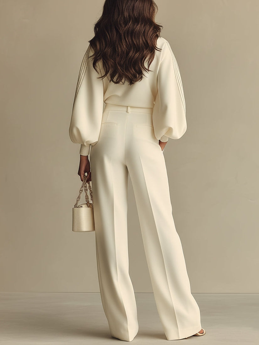 Kataretuta - Knit Set with Wide Leg Trousers
