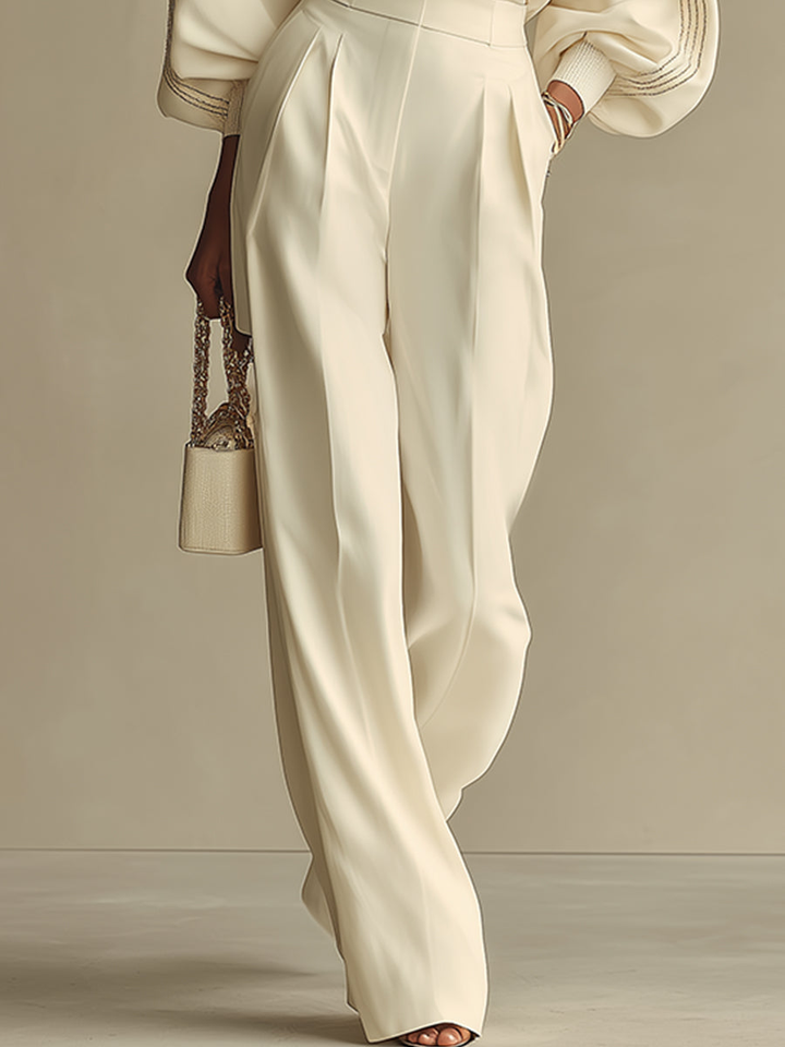 Kataretuta - Knit Set with Wide Leg Trousers
