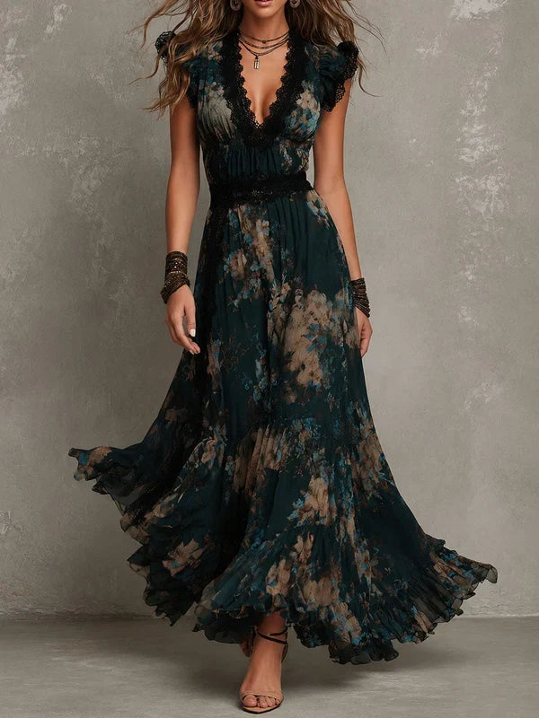 Alime - Floral Lace-Trim Maxi Dress